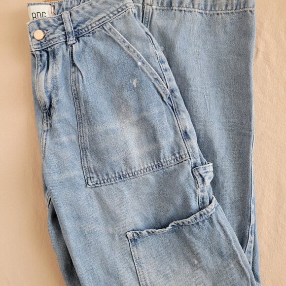 BDG Urban Outfitters Wide-Leg Carpenter Jeans – Size 25 – Light Wash Workwear De - Picture 4 of 6